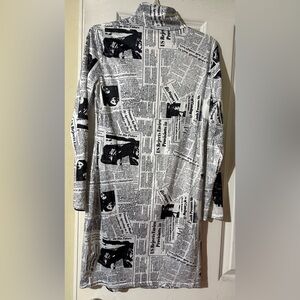 Black and White Newspaper Print Dress